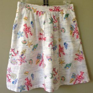 Cath Kidston Sea Skirt 2 side pockets lined Shell Anchor Lobster Novelty Cotton